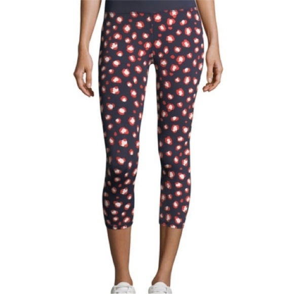 Tory Sport Spry Red White & Blue Bengal Cropped Performance Legging Women’s - Picture 1 of 6
